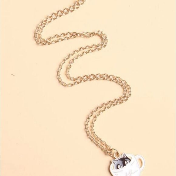 - Cat & coffee mug necklace - Picture 2 of 3
